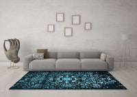 Machine Washable Oriental Light Blue Industrial Rug, wshurb2761lblu