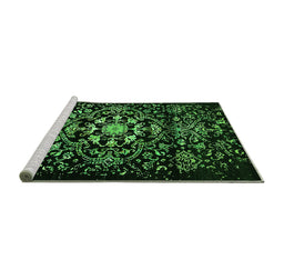 Sideview of Machine Washable Oriental Green Industrial Area Rugs, wshurb2761grn