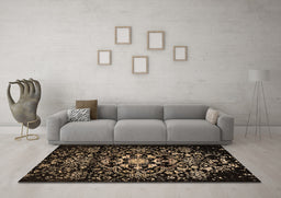 Machine Washable Oriental Brown Industrial Rug in a Living Room,, wshurb2761brn