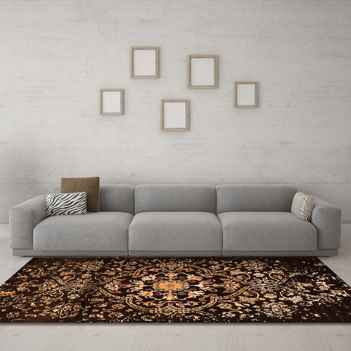 Machine Washable Oriental Orange Industrial Area Rugs in a Living Room, wshurb2761org