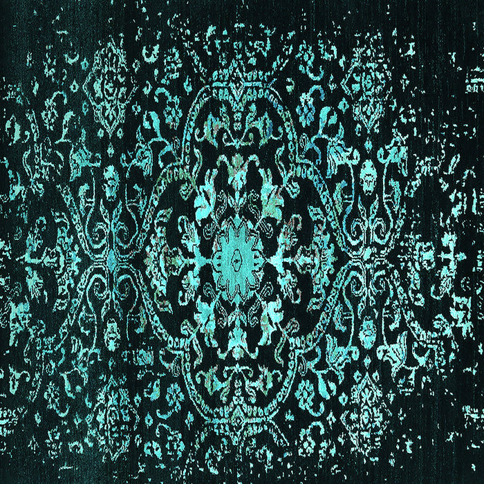 Square Machine Washable Oriental Turquoise Industrial Area Rugs, wshurb2761turq