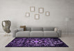 Machine Washable Oriental Purple Industrial Area Rugs in a Living Room, wshurb2761pur