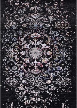 Machine Washable Industrial Modern Black Rug, wshurb2761