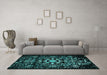 Machine Washable Oriental Turquoise Industrial Area Rugs in a Living Room,, wshurb2761turq