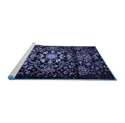 Sideview of Machine Washable Oriental Blue Industrial Rug, wshurb2761blu