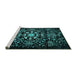 Sideview of Machine Washable Oriental Turquoise Industrial Area Rugs, wshurb2761turq