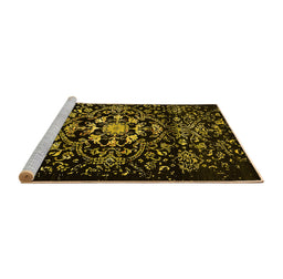 Sideview of Machine Washable Oriental Yellow Industrial Rug, wshurb2761yw