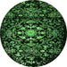 Round Oriental Green Industrial Rug, urb2761grn