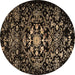 Round Machine Washable Oriental Brown Industrial Rug, wshurb2761brn