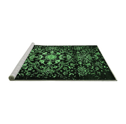 Sideview of Machine Washable Oriental Emerald Green Industrial Area Rugs, wshurb2761emgrn