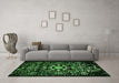 Machine Washable Oriental Green Industrial Area Rugs in a Living Room,, wshurb2761grn