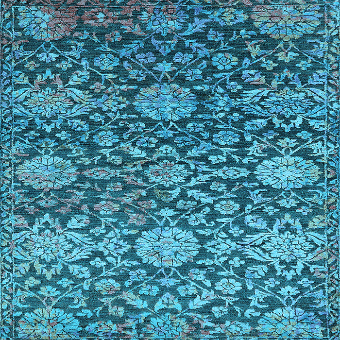 Square Machine Washable Oriental Light Blue Industrial Rug, wshurb2762lblu