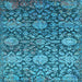 Square Machine Washable Oriental Light Blue Industrial Rug, wshurb2762lblu