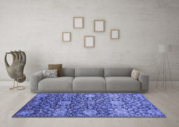 Machine Washable Oriental Blue Industrial Rug in a Living Room, wshurb2762blu