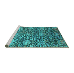 Sideview of Machine Washable Oriental Turquoise Industrial Area Rugs, wshurb2762turq