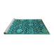 Sideview of Machine Washable Oriental Turquoise Industrial Area Rugs, wshurb2762turq