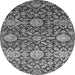 Round Machine Washable Oriental Gray Industrial Rug, wshurb2762gry