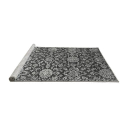 Sideview of Machine Washable Oriental Gray Industrial Rug, wshurb2762gry