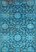 Machine Washable Oriental Light Blue Industrial Rug, wshurb2762lblu