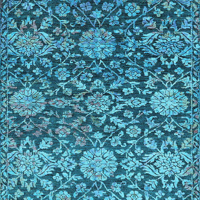 Machine Washable Oriental Light Blue Industrial Rug, wshurb2762lblu
