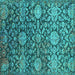 Square Oriental Turquoise Industrial Rug, urb2762turq