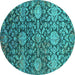 Round Oriental Turquoise Industrial Rug, urb2762turq