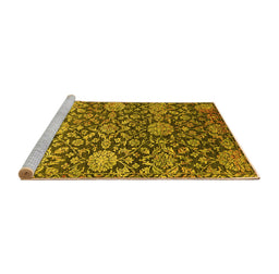 Sideview of Machine Washable Oriental Yellow Industrial Rug, wshurb2762yw