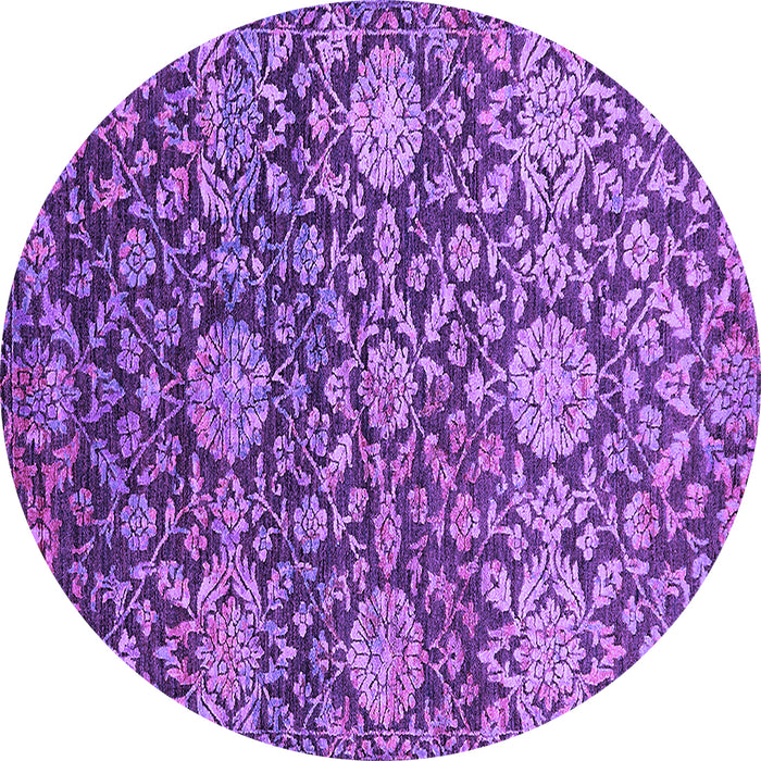 Round Machine Washable Oriental Purple Industrial Area Rugs, wshurb2762pur