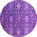 Round Machine Washable Oriental Purple Industrial Area Rugs, wshurb2762pur