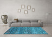 Machine Washable Oriental Light Blue Industrial Rug in a Living Room, wshurb2762lblu