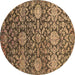 Round Oriental Brown Industrial Rug, urb2762brn