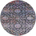 Round Mid-Century Modern Black Oriental Rug, urb2762