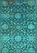 Machine Washable Oriental Turquoise Industrial Area Rugs, wshurb2762turq