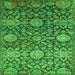 Square Machine Washable Oriental Green Industrial Area Rugs, wshurb2762grn