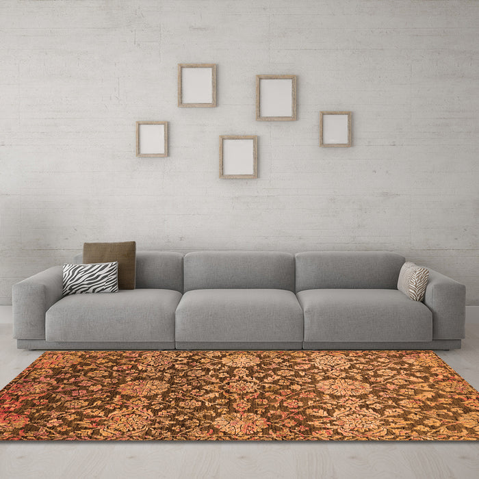 Machine Washable Oriental Orange Industrial Area Rugs in a Living Room, wshurb2762org