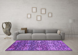 Machine Washable Oriental Purple Industrial Area Rugs in a Living Room, wshurb2762pur
