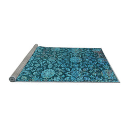 Sideview of Machine Washable Oriental Light Blue Industrial Rug, wshurb2762lblu