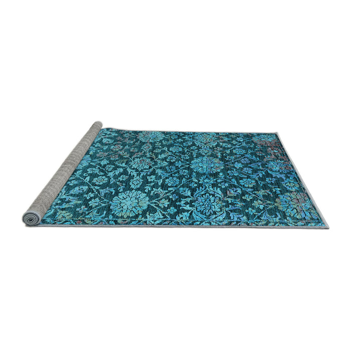 Sideview of Machine Washable Oriental Light Blue Industrial Rug, wshurb2762lblu