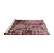 Sideview of Machine Washable Industrial Modern Saffron Red Rug, wshurb2763