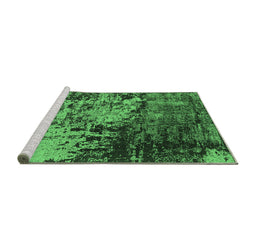 Sideview of Machine Washable Oriental Emerald Green Industrial Area Rugs, wshurb2763emgrn