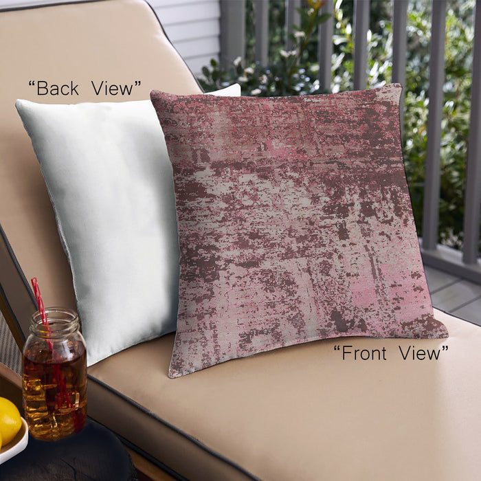 Front View of Mid-Century Modern Urban Square Saffron Red Throw Pillow, 18 inch by 18 inch, pwurb2763