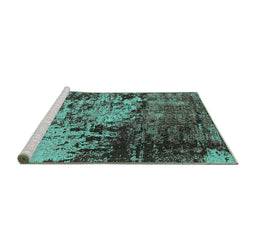 Sideview of Machine Washable Oriental Turquoise Industrial Area Rugs, wshurb2763turq