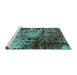 Sideview of Machine Washable Oriental Turquoise Industrial Area Rugs, wshurb2763turq