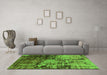 Machine Washable Oriental Green Industrial Area Rugs in a Living Room,, wshurb2763grn