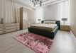 Mid-Century Modern Saffron Red Oriental Rug in a Bedroom, urb2763