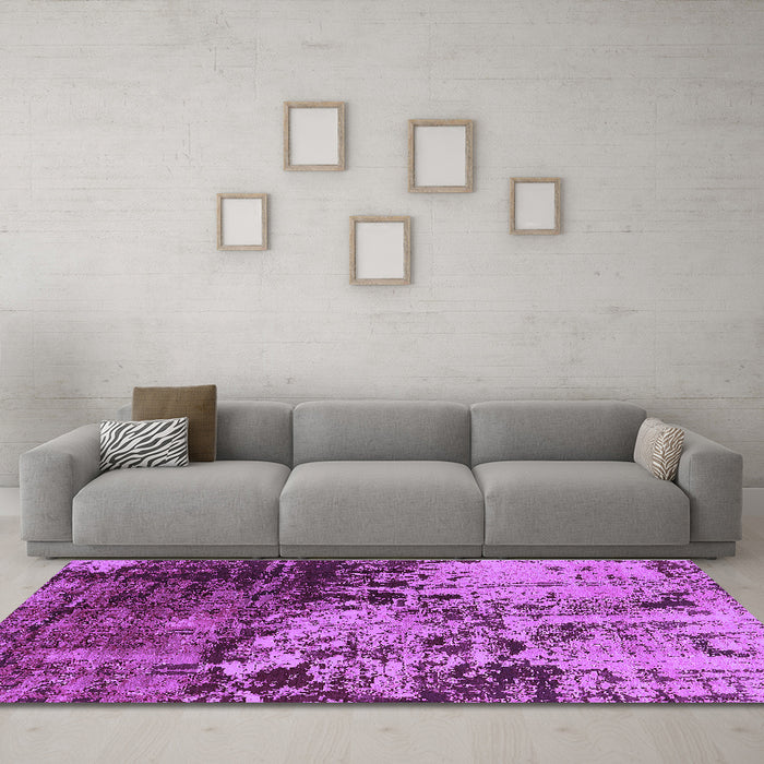 Machine Washable Oriental Purple Industrial Area Rugs in a Living Room, wshurb2763pur