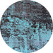 Round Oriental Light Blue Industrial Rug, urb2763lblu