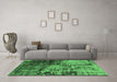 Machine Washable Oriental Emerald Green Industrial Area Rugs in a Living Room,, wshurb2763emgrn