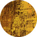 Round Oriental Yellow Industrial Rug, urb2763yw