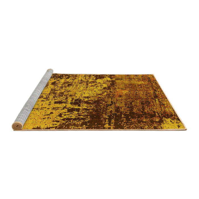Sideview of Machine Washable Oriental Yellow Industrial Rug, wshurb2763yw